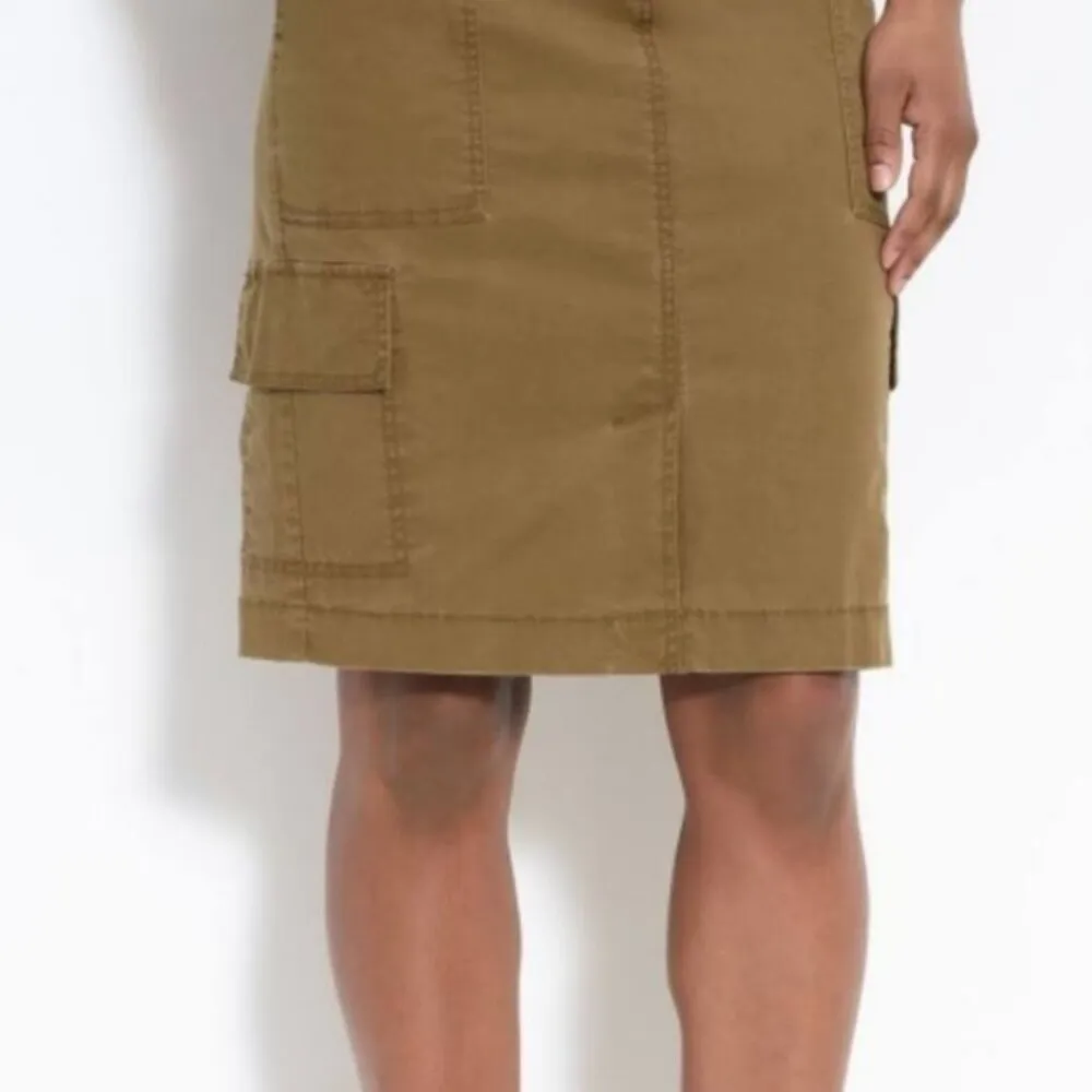 Eileen Fisher Brown Khaki Twill Utility Cargo Skirt - Image 2