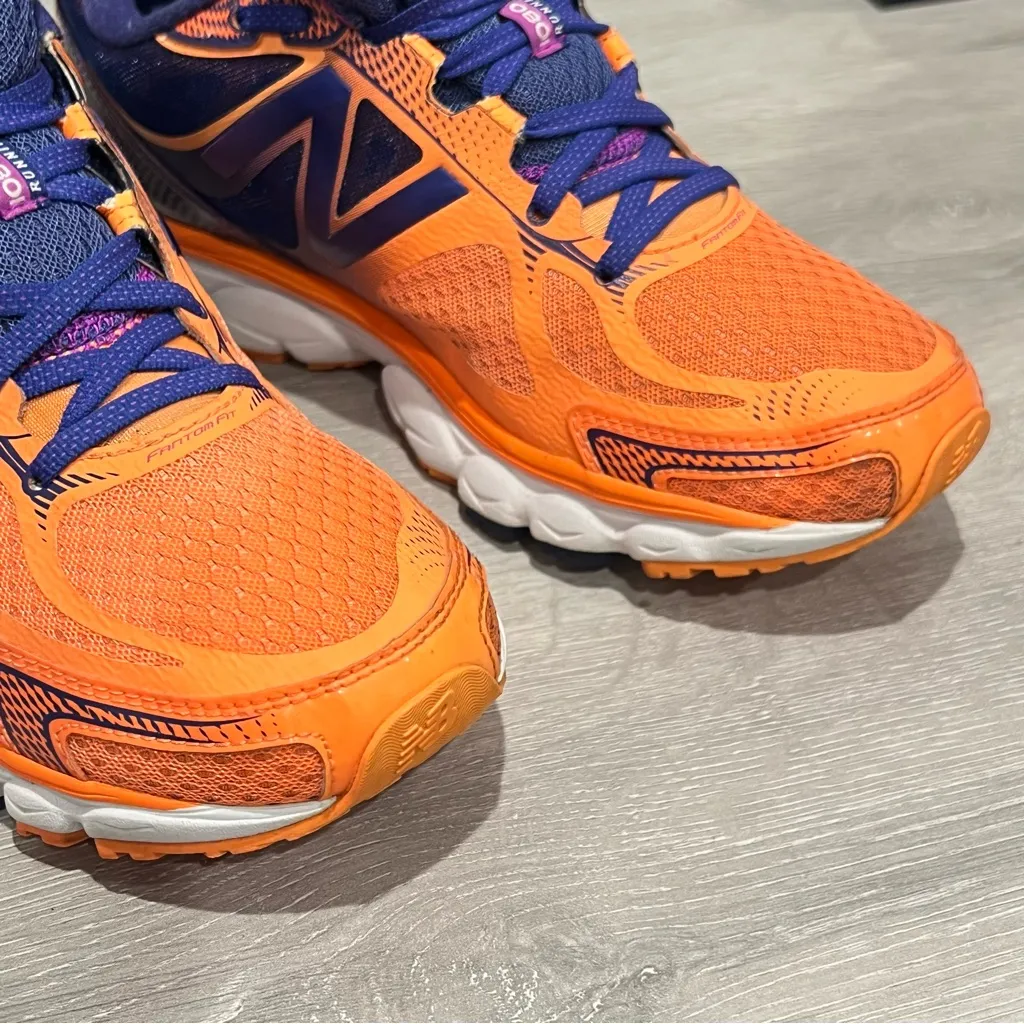 New Balance Women's 1080 V5 N2 Orange and Purple Athletic Running Shoes - Image 5