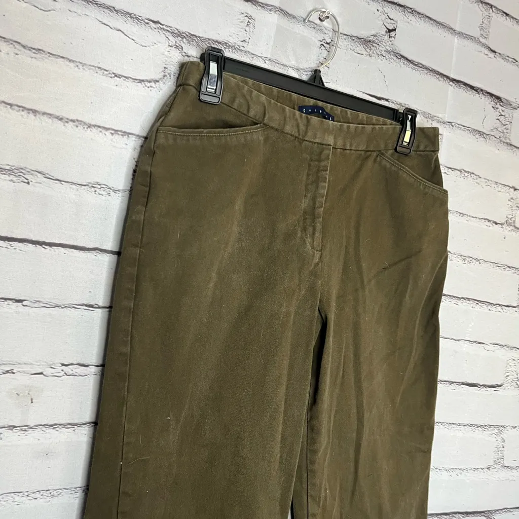 Hillard & Hanson Green Wide Leg Chinos Classic Stretch Fit Casual SZ 28 Y2K - Image 3