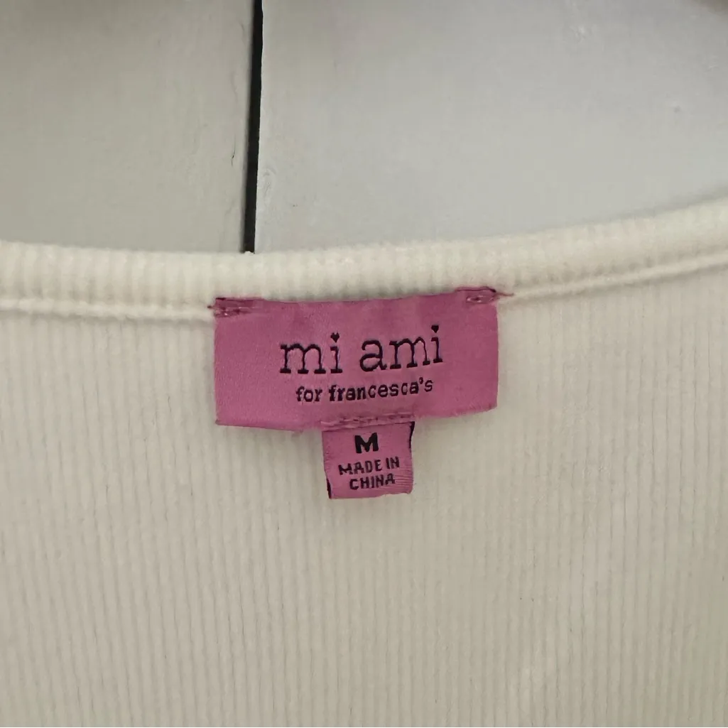 White long sleeve blouse with sheer polka dot sleeve • size M Size M - Image 3