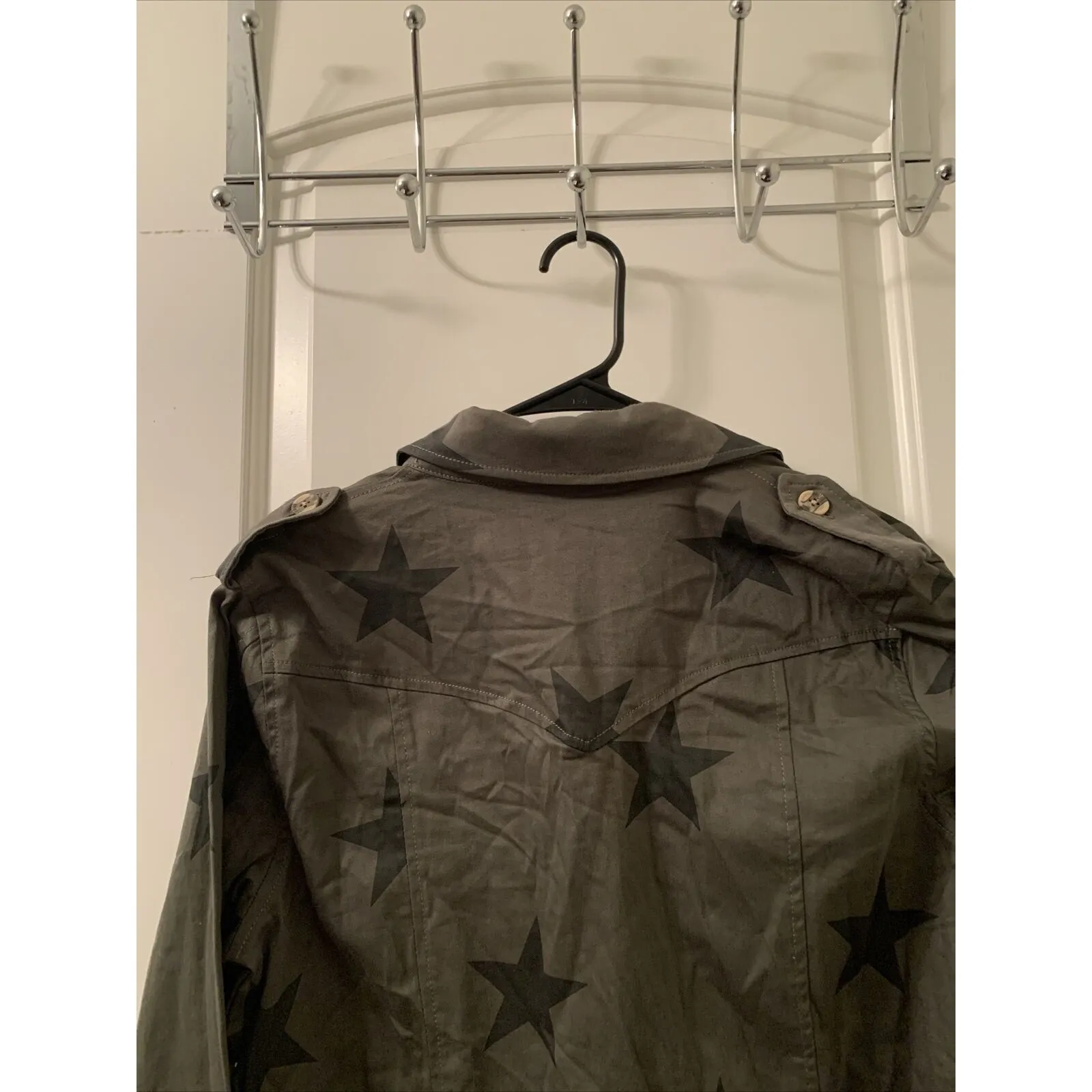 Knox Rose Women's Long Sleeve Button Up Shirt Green Star Choose Your Size - Image 7