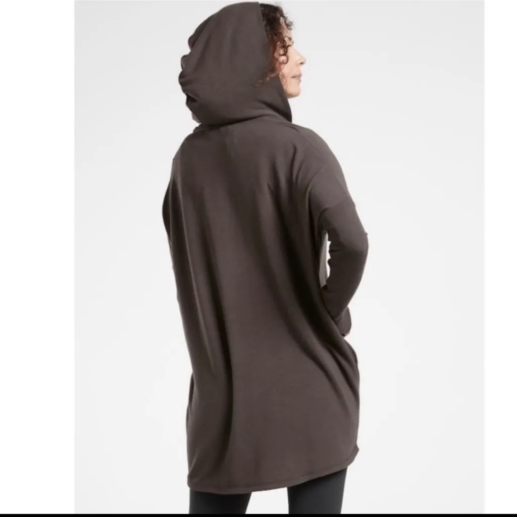 Athleta Purana Wrap Sweatshirt Brown Long Sleeve Crossover Hoodie Cozy Womens XL - Image 10