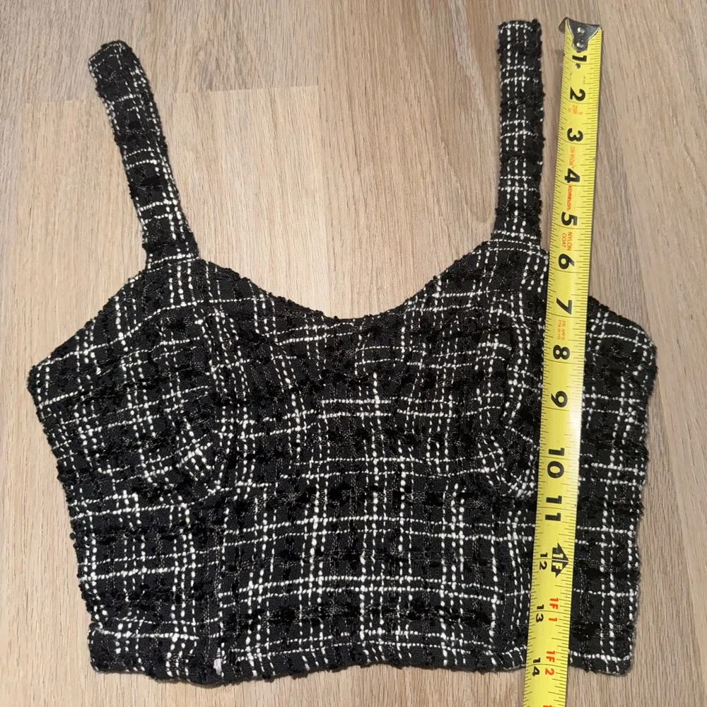 Japna Black & White Tweed Crop Top - Size S - Image 5