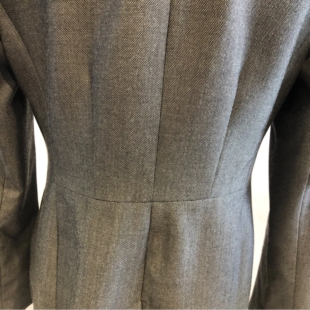 White House Black Market Blazer Jacket Ruffled Lapel Salt Pepper Womens Small - Image 7