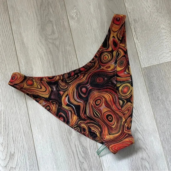 Gonza Bikini Bottoms NWOT concha mesh cheeky womens Orange (medium) abstract fun Yellow - Image 1