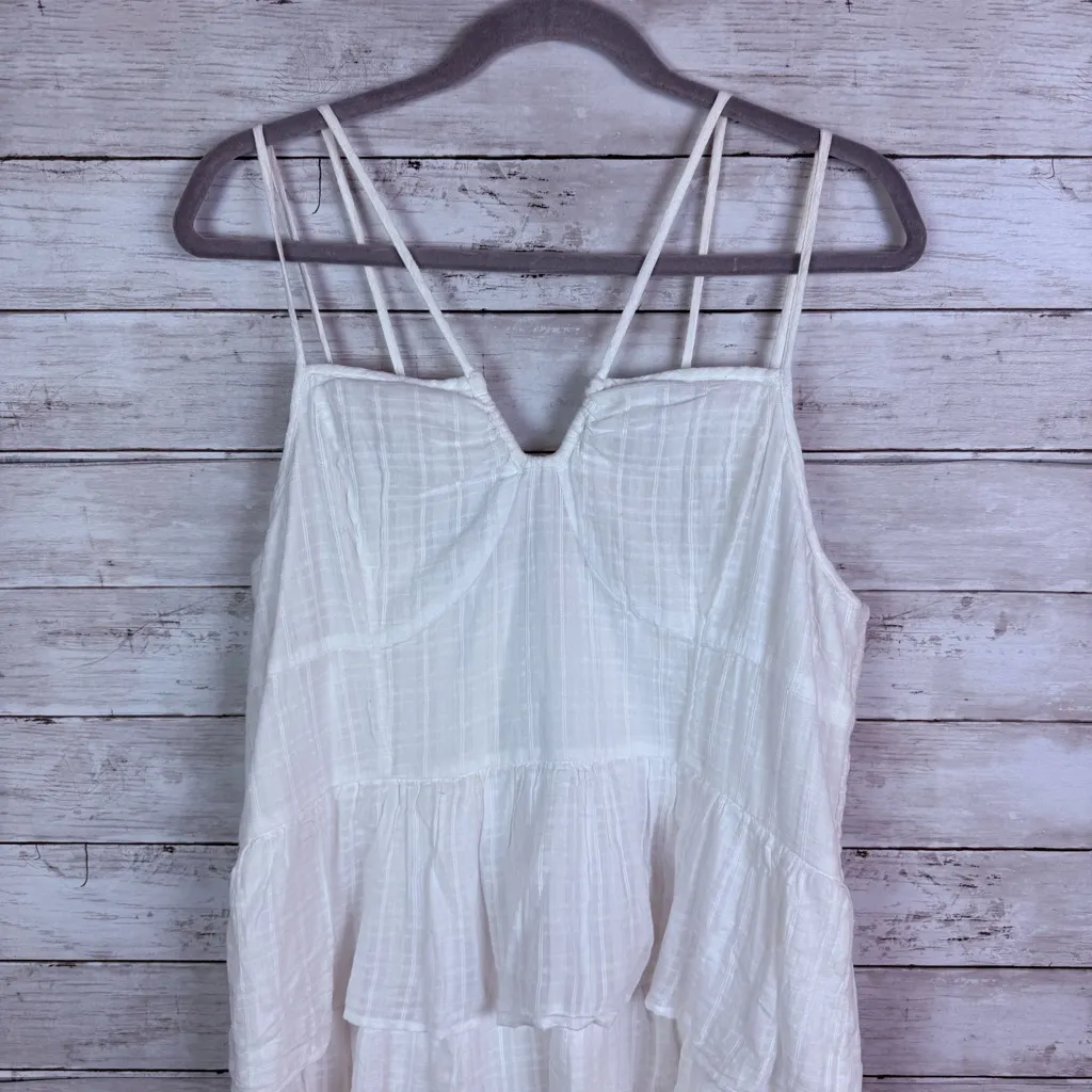 American Eagle Outfitters tiered babydoll mini dress in white Size Large - Image 3
