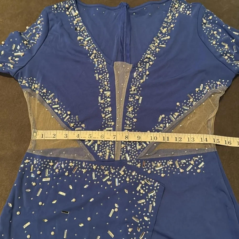 Women’s Blue Sparkly Long Sleeve V - Image 10