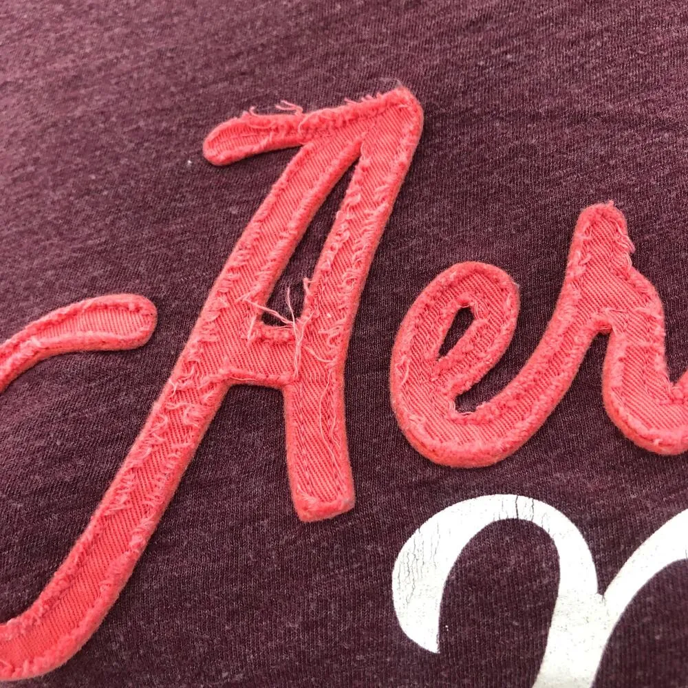 Aeropostale MEDIUM Purple Aero NYC Spellout Tee Shirt T-Shirt Top Classic Crew - Image 6