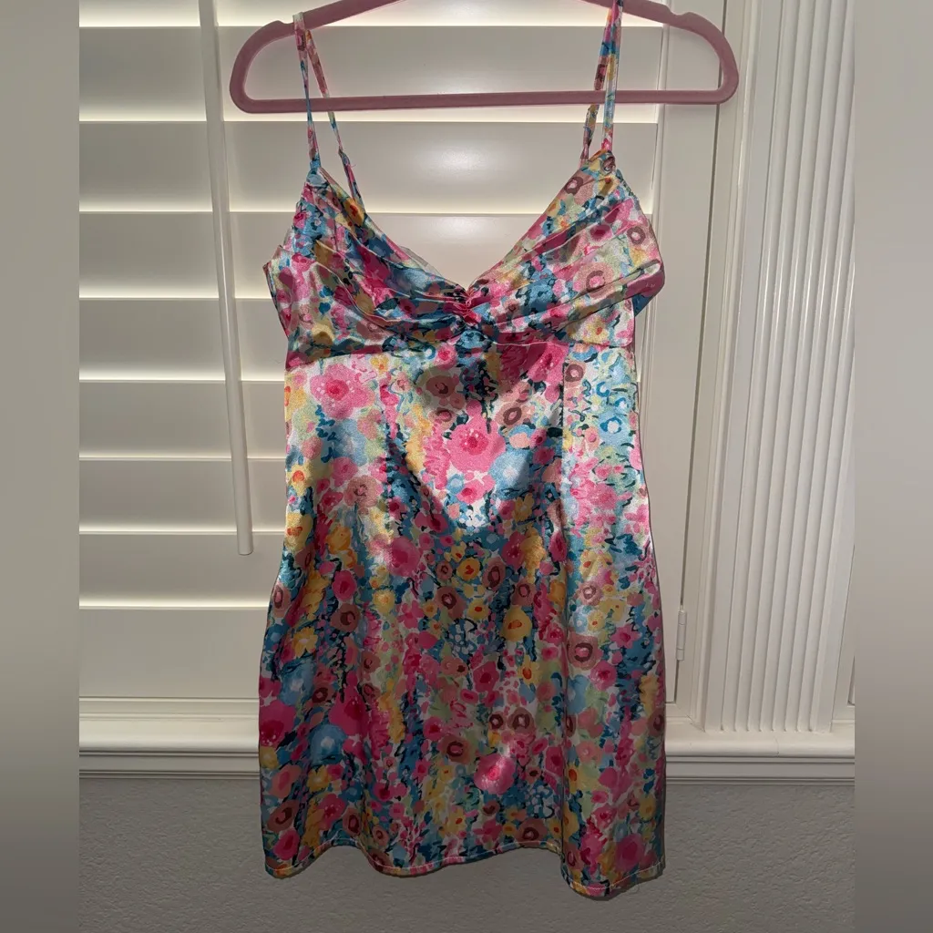 Beginning Boutique Honey Pink Floral Print Mini Dress Size 6 - Image 3