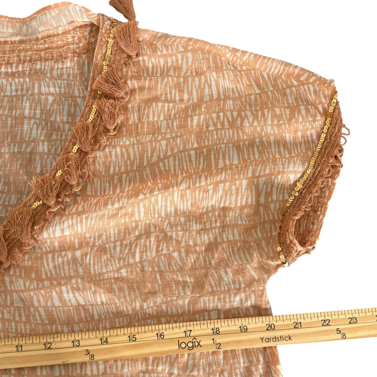 J. Crew‎ Tunic Top Womens 8 Tassel Fringe Beach Resortwear Sequins BOHO Vacation - Image 14