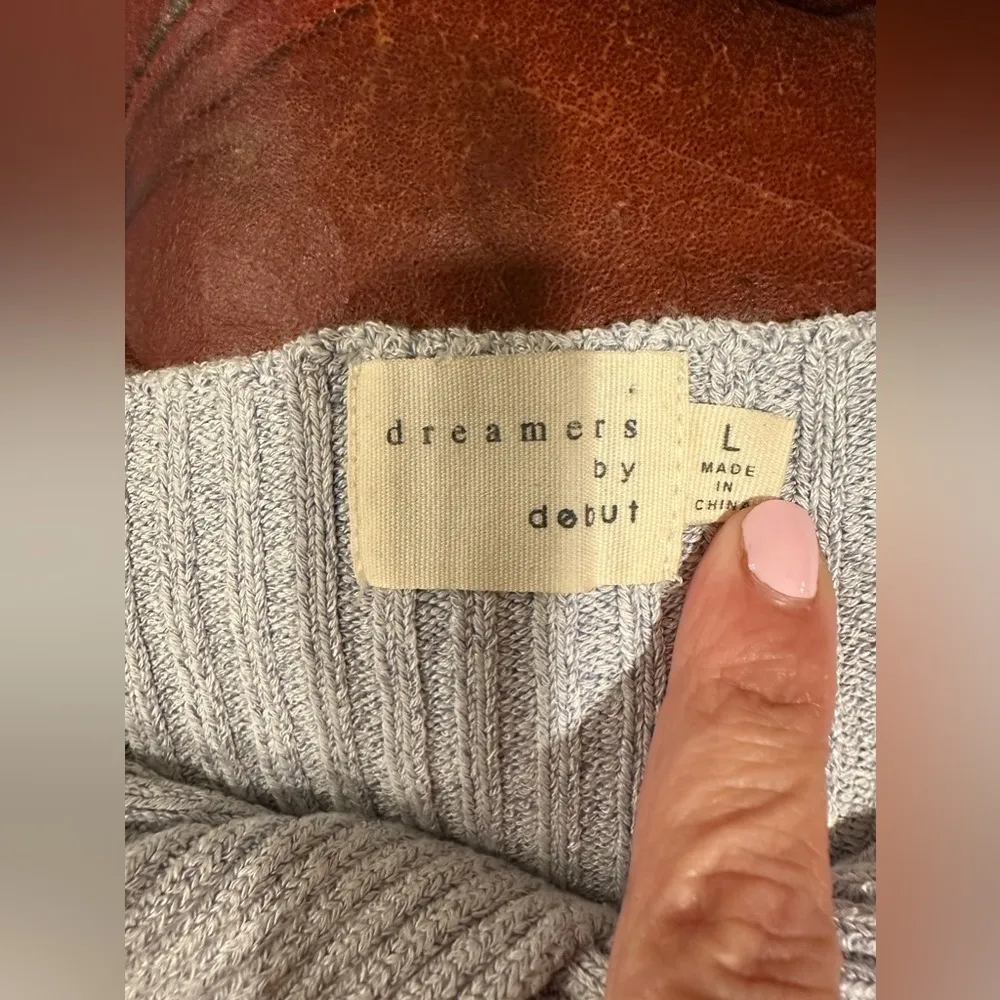 NWOT DREAMERS BY DEBUT WMNS SZ L baby blue/ gray CROP SWEATER TANK TOP - Image 7