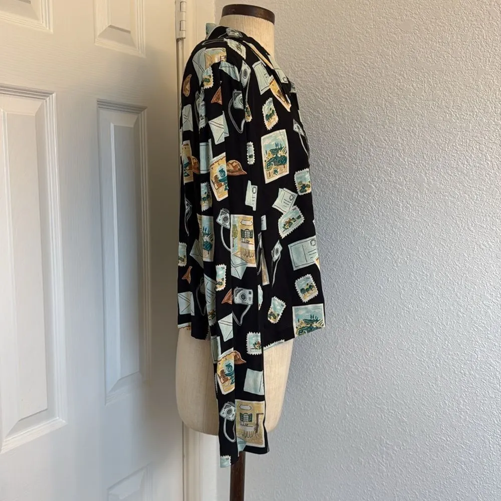 Liz Claiborne vintage tourist postcard camera button up - Image 10