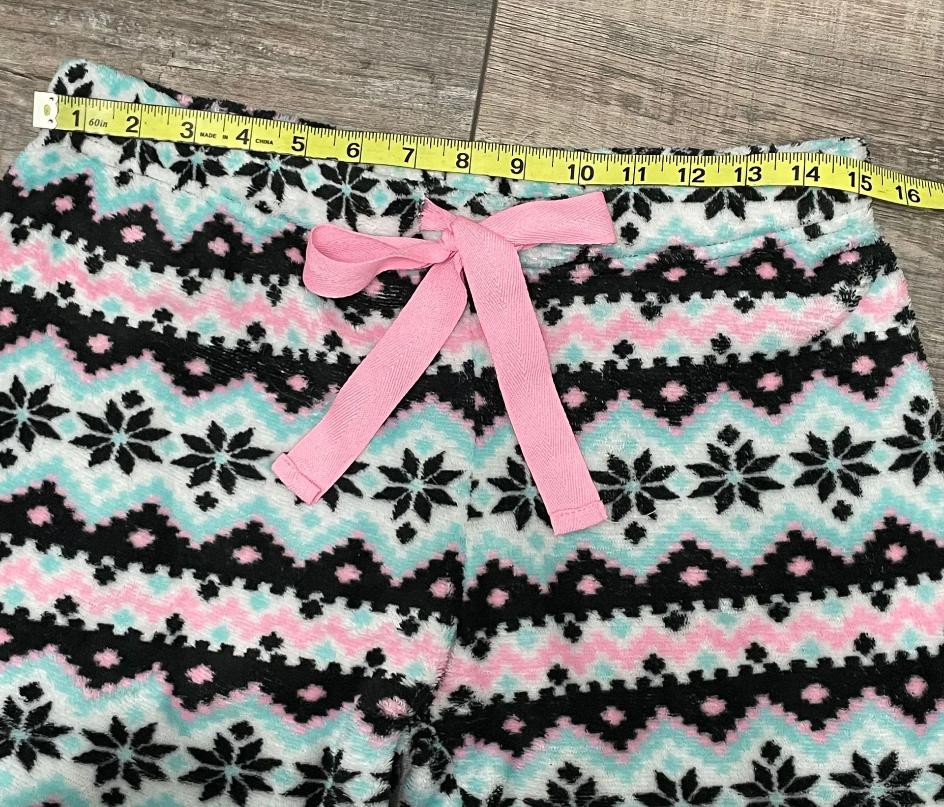 Fuzzy Pajama pants aqua and pink M Size M - Image 6