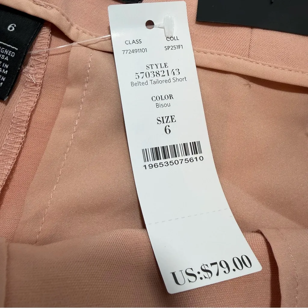 WHBM Extra High-Rise Belted Tailored Shorts in Bisou women's 6 NWT Wool blend - Image 6