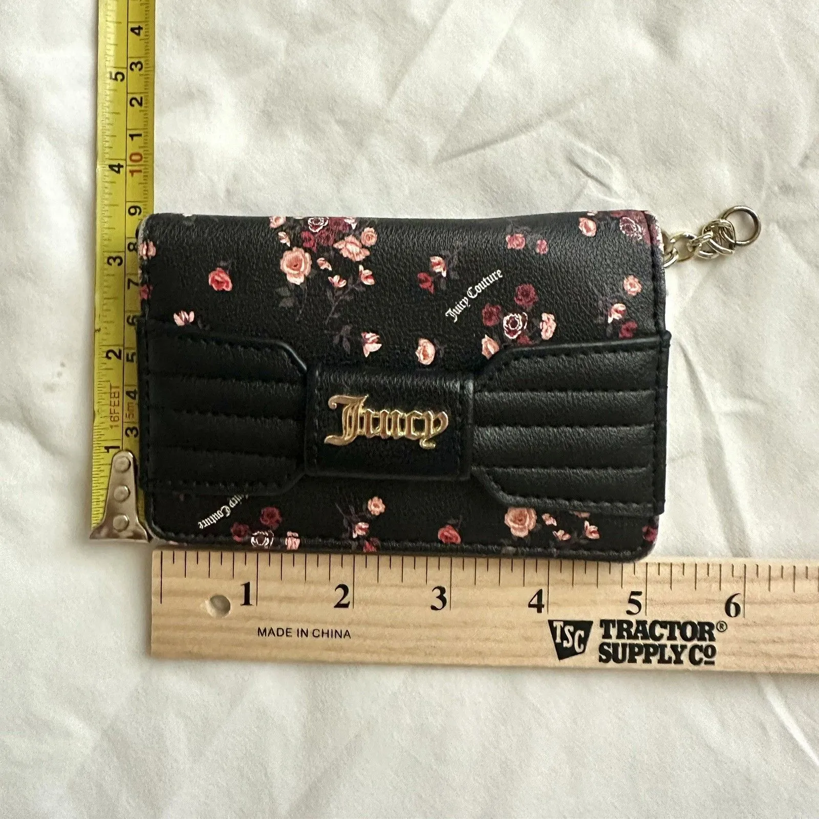 Juicy Couture  Wallet Dark Floral Roses Snap Closure - Image 7