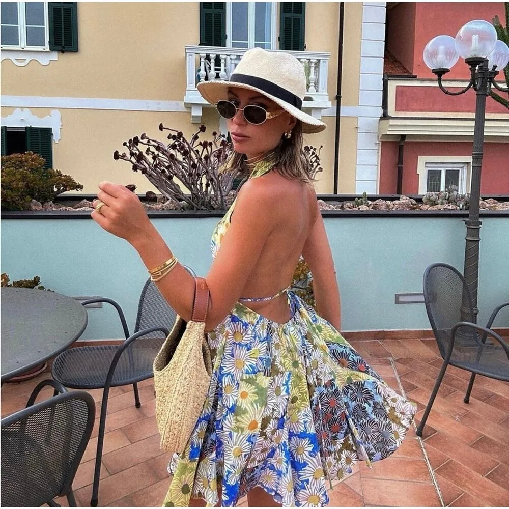 NWT! Zara Blogger Favorite Daisy Bloomcore Halter Mini Dress - Size XL - Image 4