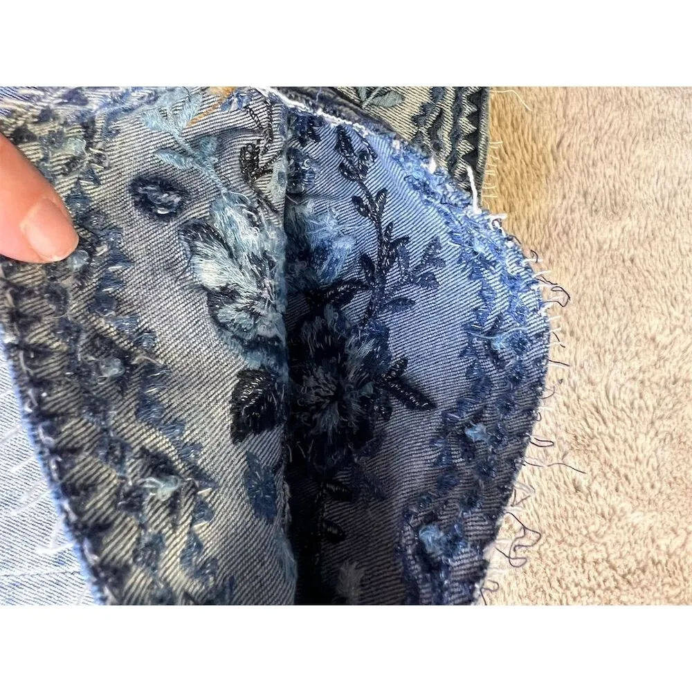 Driftwood Women's High-Waisted Floral Embroidered Jeans Size 28 - Image 11