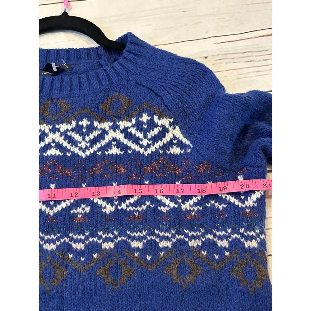 American Eagle Women’s Blue Knit Sweater Nordic Fair Isle XS Sweater - Image 2