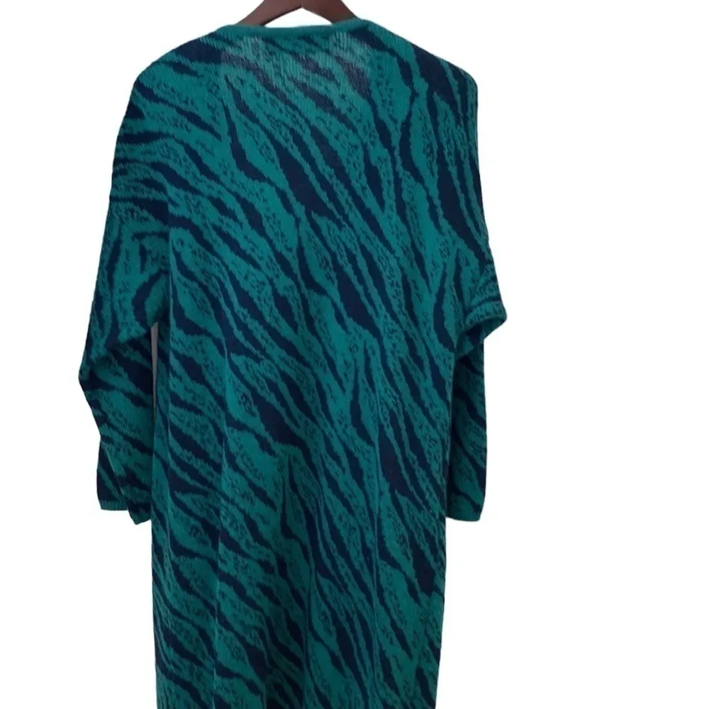 Fabrice Karel emerald green and midnight blue wool blend knit sweater. Size S/M. - Image 2