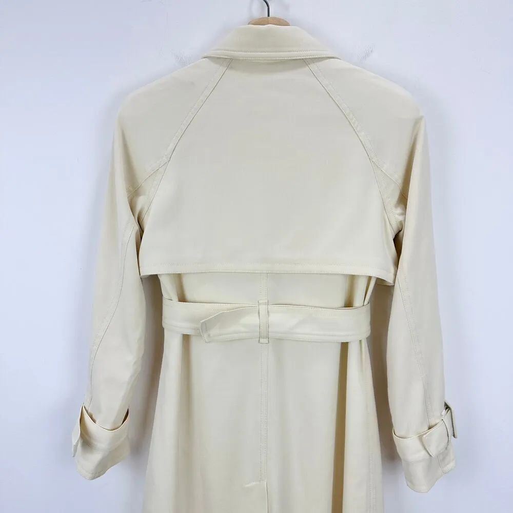 Club Monaco Soft Twill Trench Coat Cream Long Belted Classic Minimalist XXS - Image 11
