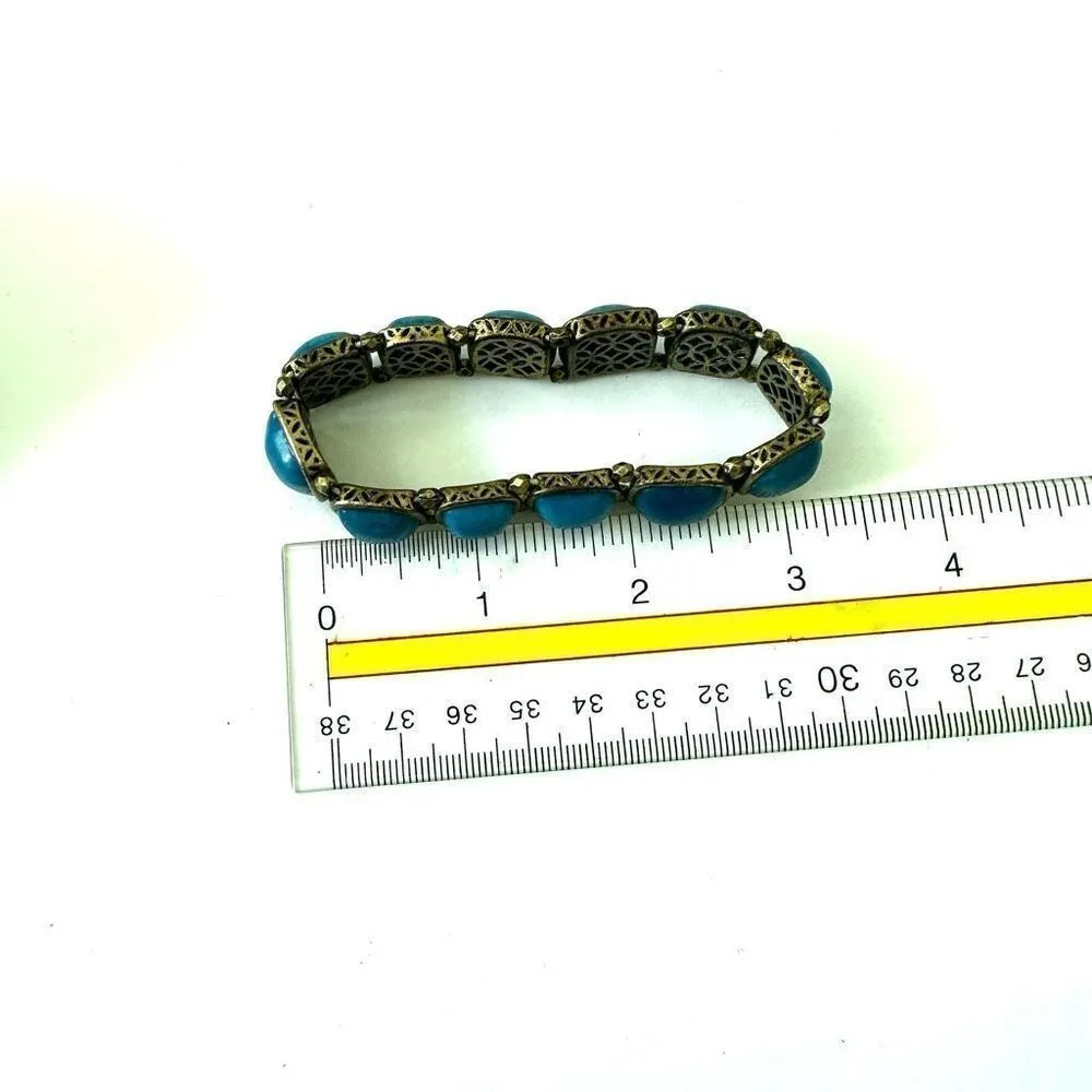 Fossil stretchy square blue and gold tone bracelet - Image 5