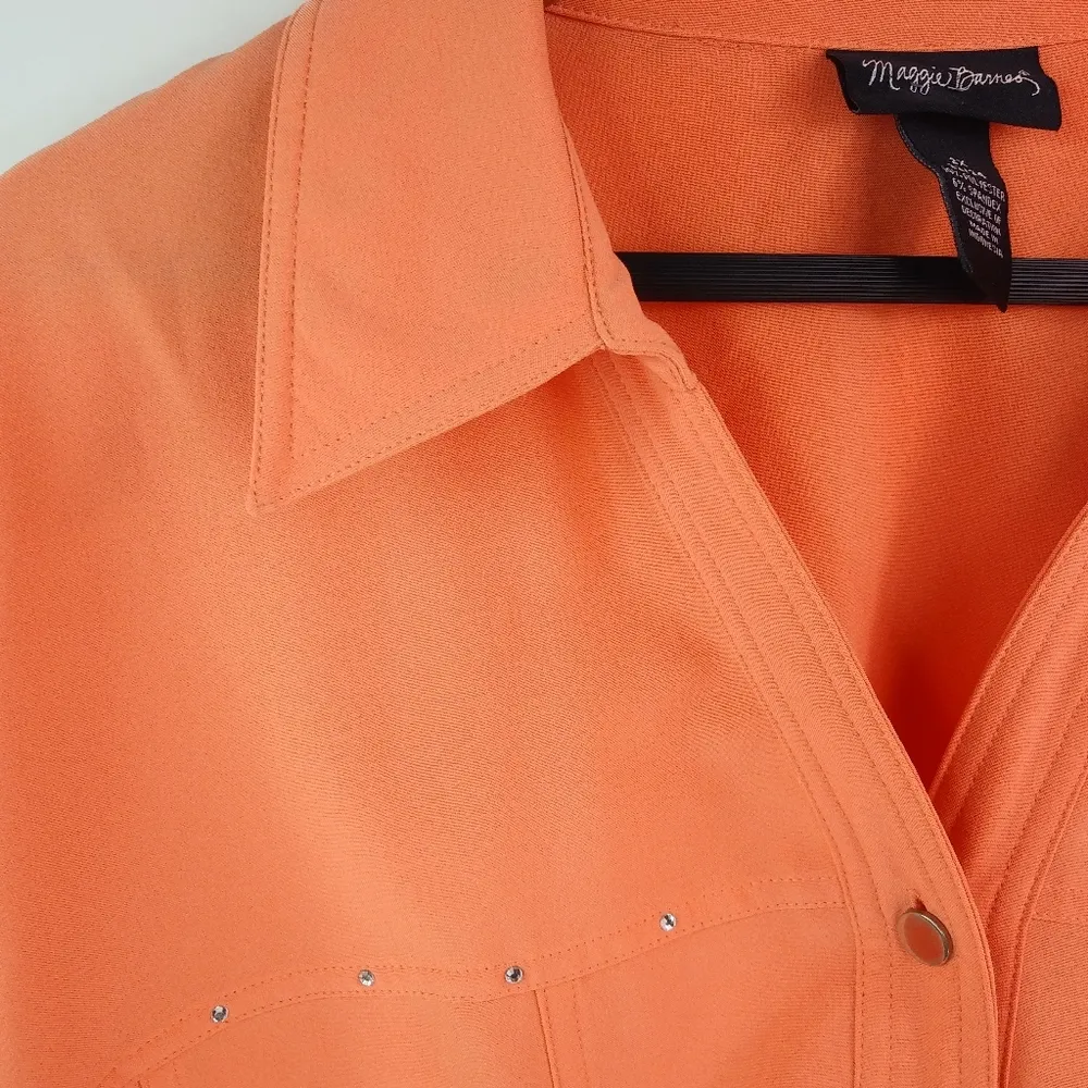 Maggie Barnes 2X Dreamsicle Orange Jeweled Top 2X Plus - Image 2