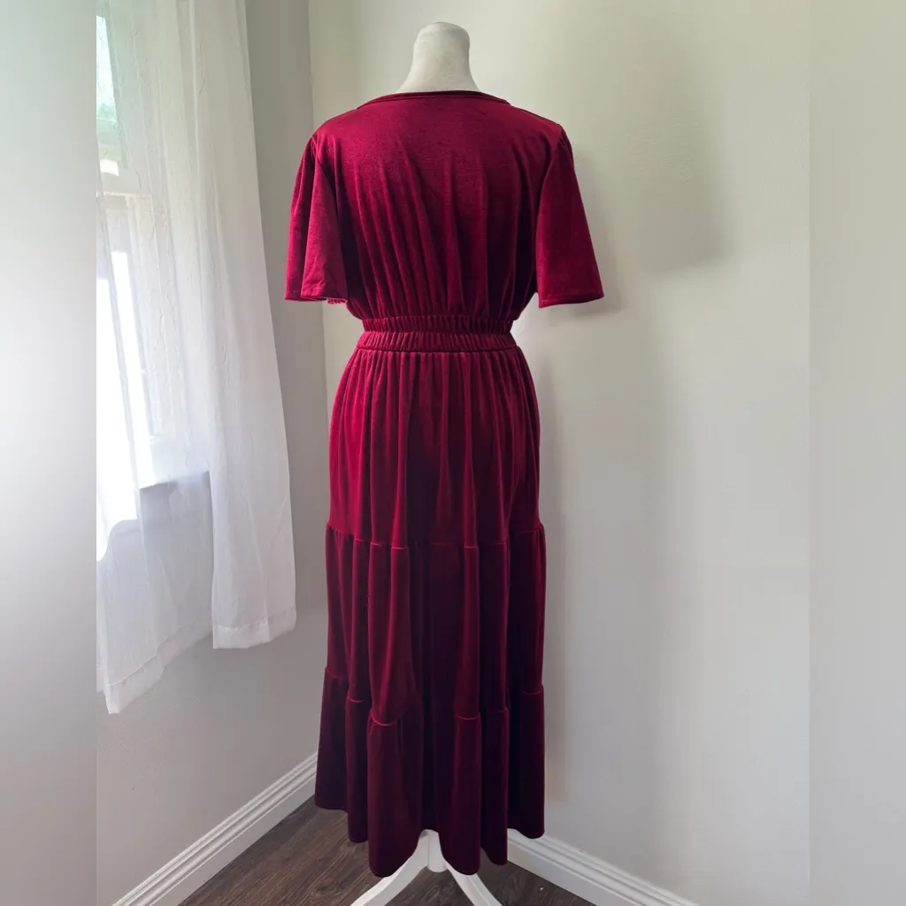 Burgundy Velvet Retro V - Image 6