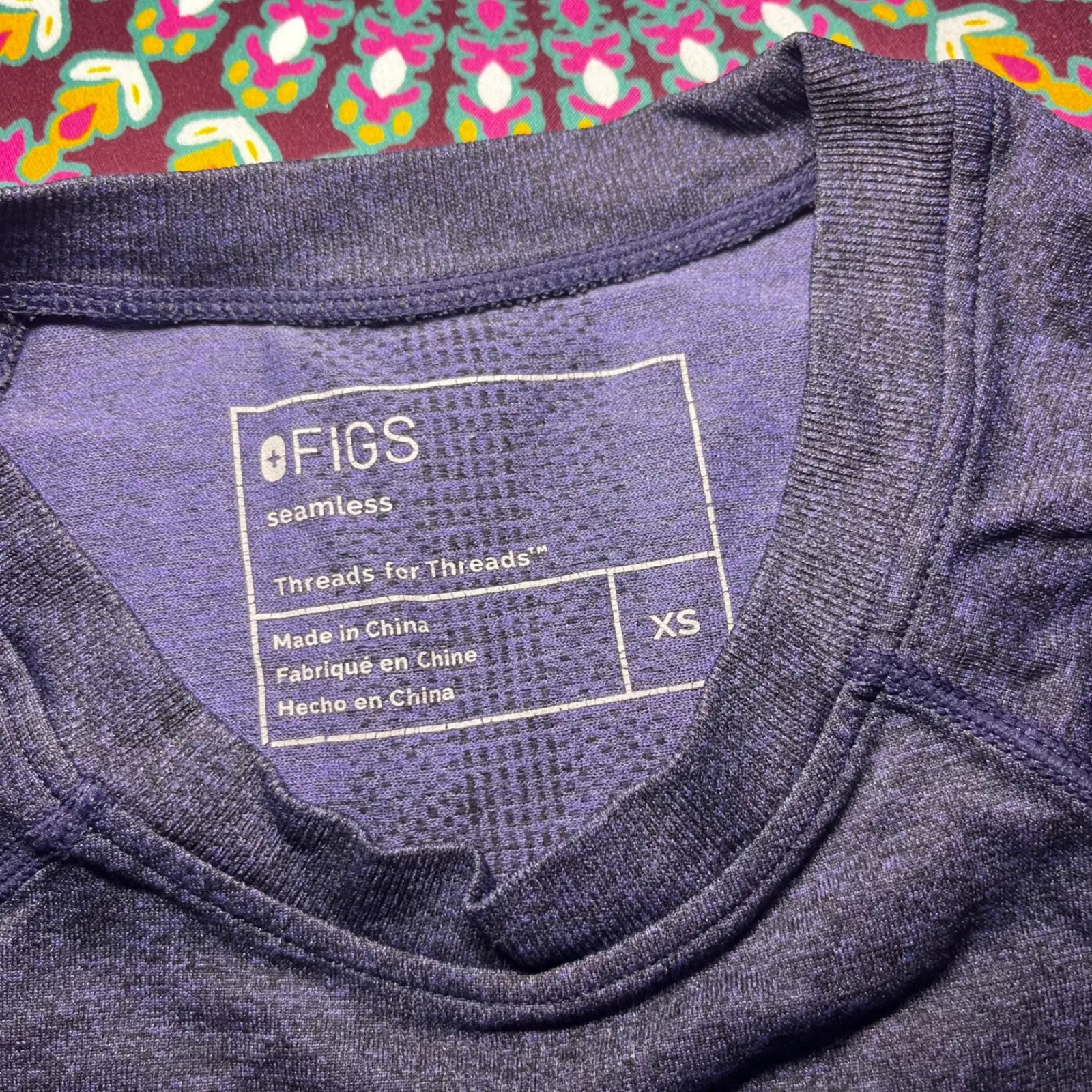 FIGS Salta Seamless Long Sleeve Base Layer Top Purple Heathered Performance XS - Image 5