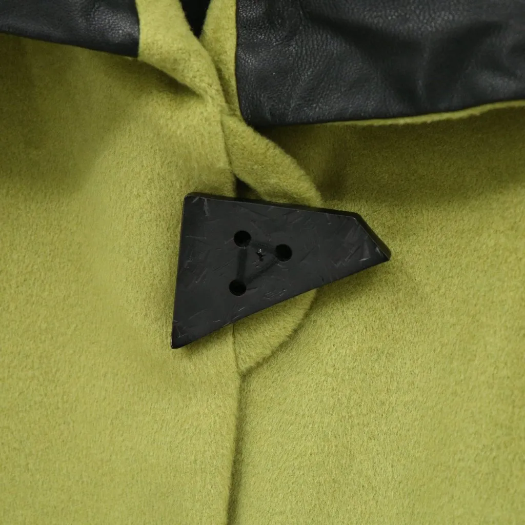 NWT Caroline Rose Green Black Faux Leather Trim Longline Jacket Coat XS - Image 5