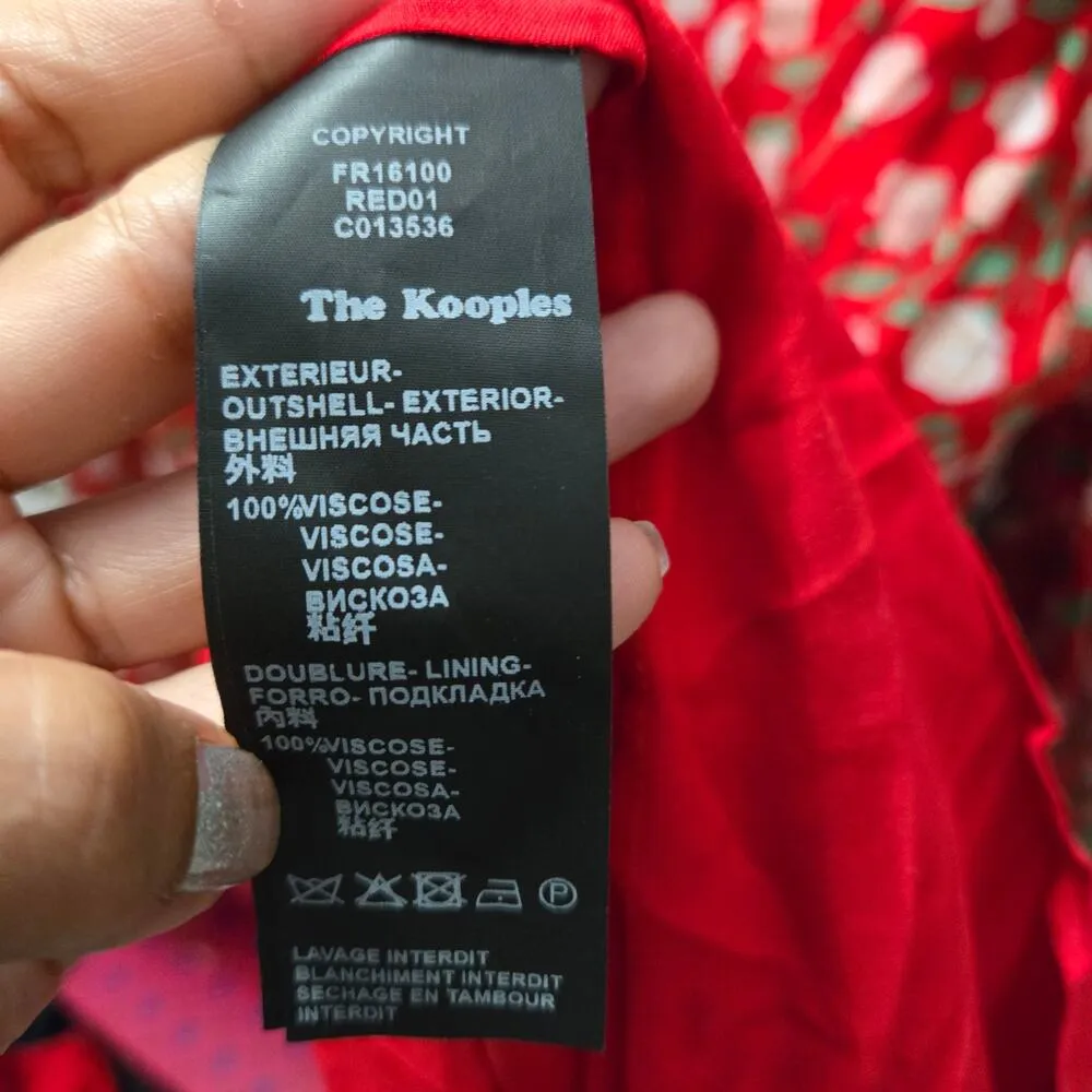 The Kooples Red Floral Dress Aso Emily Ratajkowski size 3 - Image 7