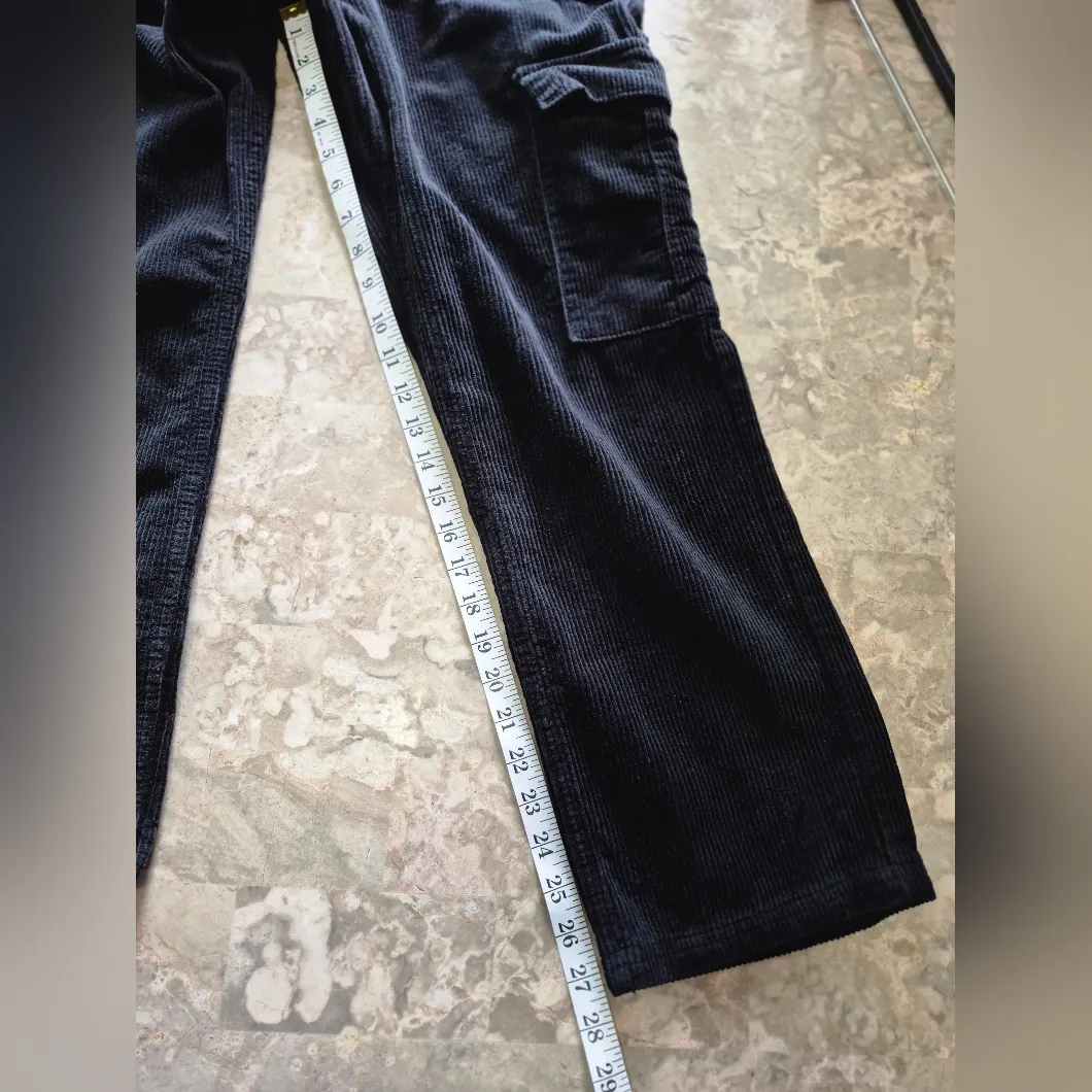 PacSun Black Corduroy Cargo Pants with Elastic Waist. Medium - Image 13