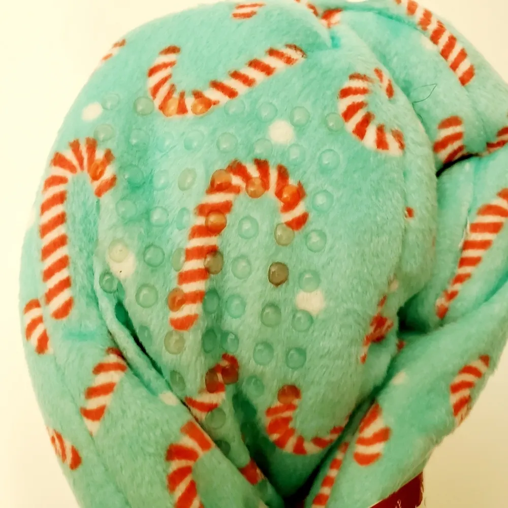 Gold Medal Light Blue Candy Cane Slippers Red Bow Size 5.5 - Image 8