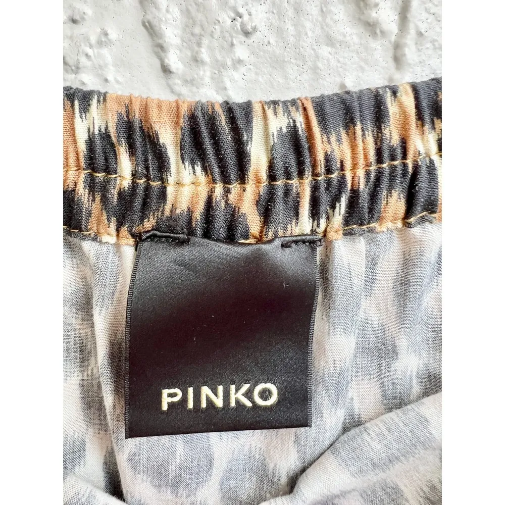 Pinko Elastic Waist Leopard Print Tiered Maxi Skirt Brown Black Women's Medium Size 6 - Image 6