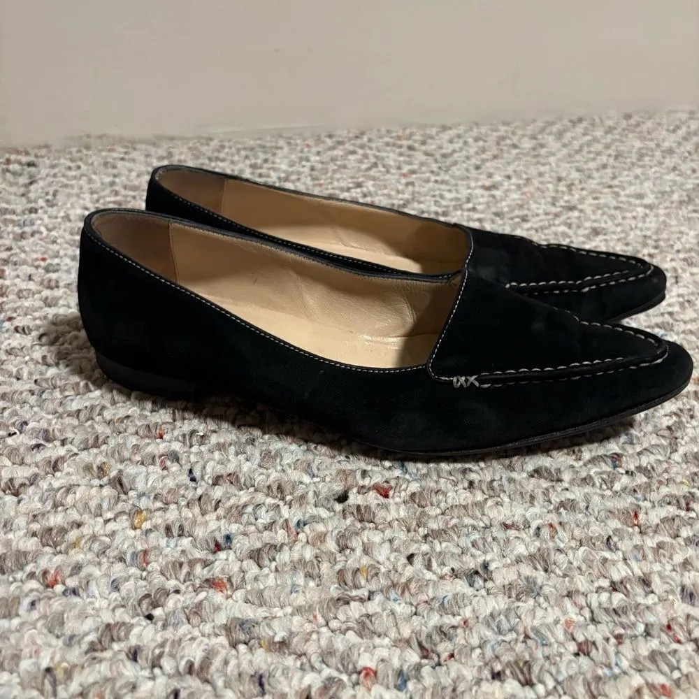 Manolo Blahnik Suede Point Toe Loafer Black- Size 39 (9) - Image 5