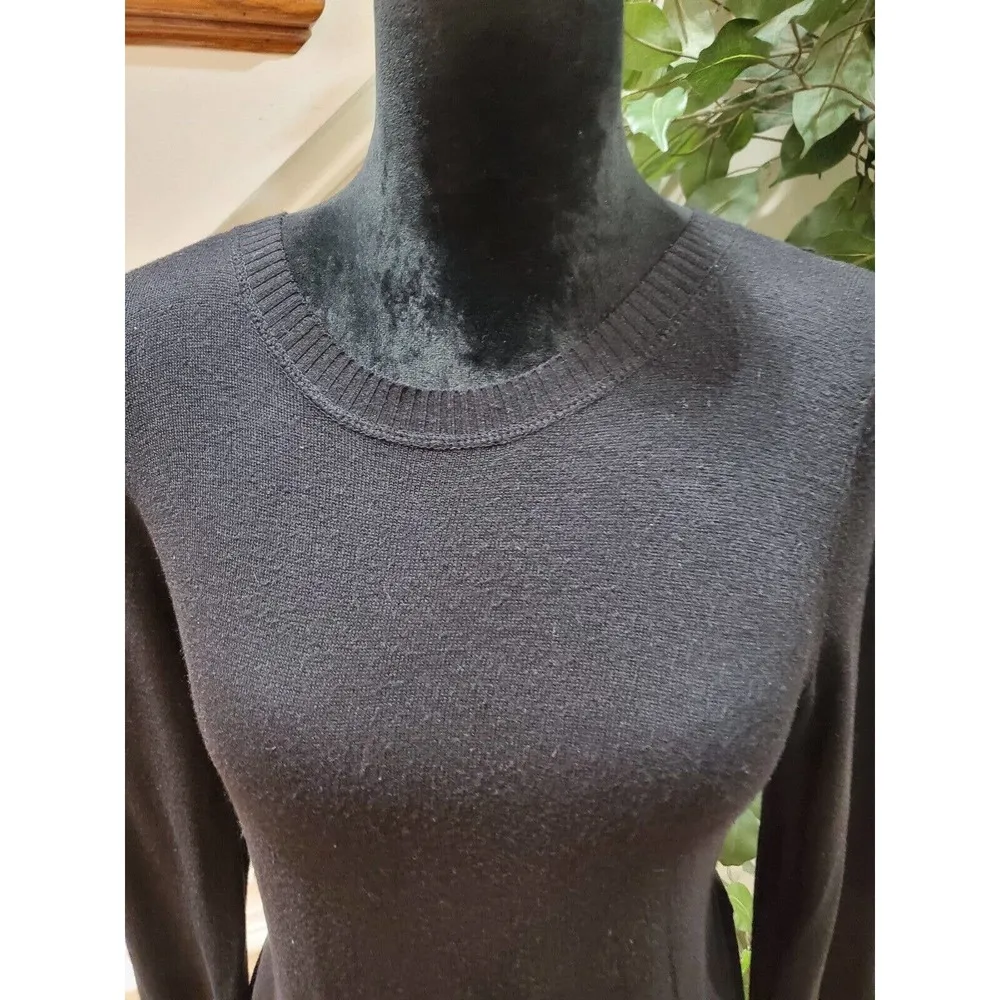 Dalia Womens Black Knitted Viscose Crew Neck Long Sleeve Pullover Sweater Size S - Image 2