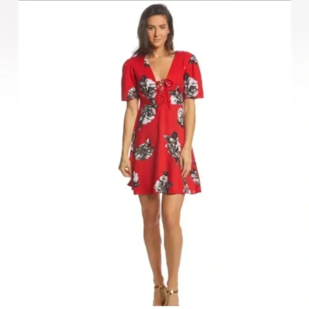 Volcom April March Floral Dress Cute Criss Cross Tie in Front Coastal Size S - Image 6