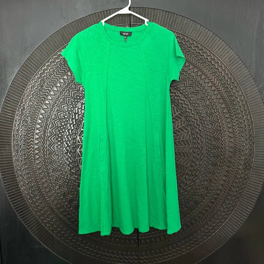 ME+EM Cotton Slub Jersey Raglan T Shirt Swing Dress 2 Kelly Green Minimalist - Image 14