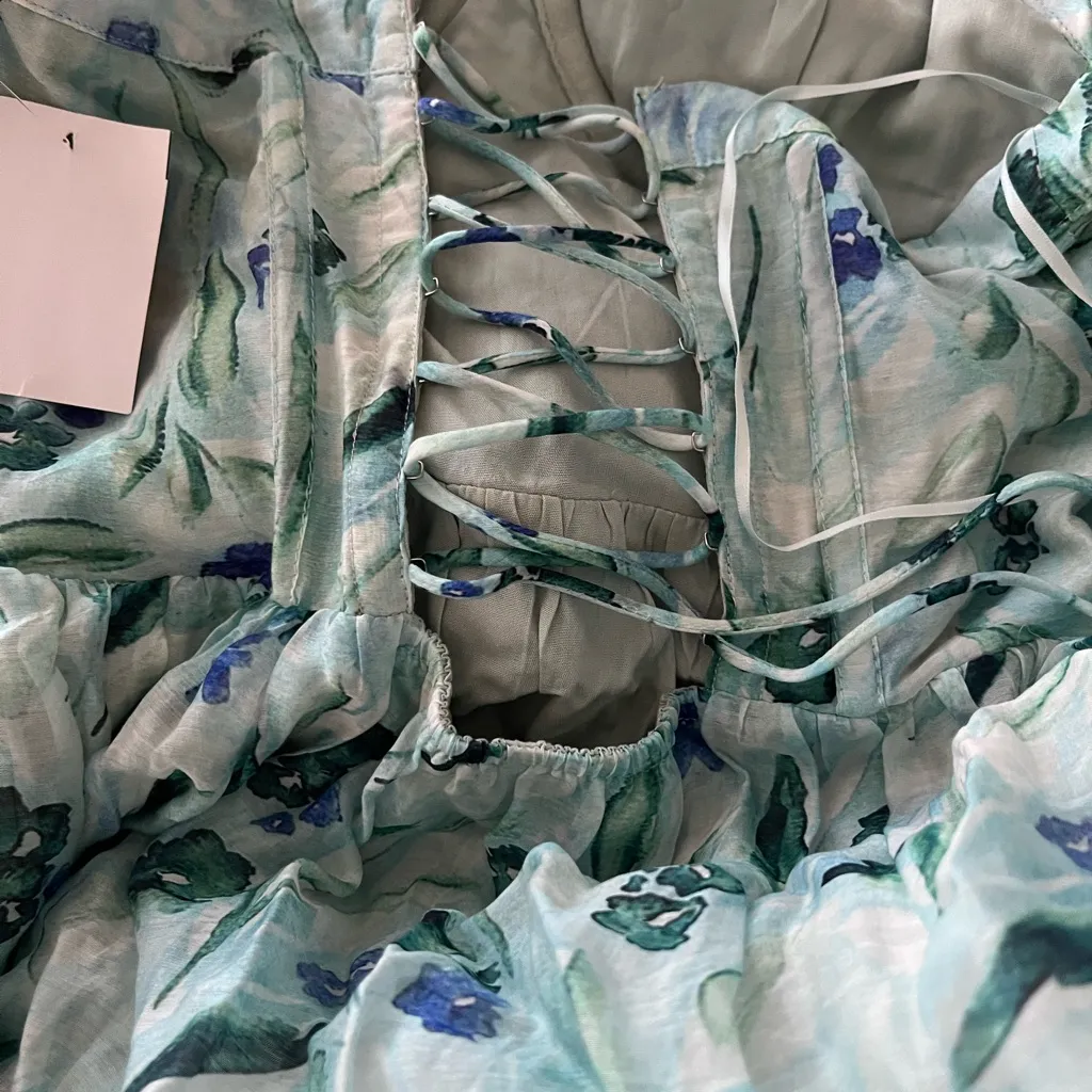 NEW ASTR Kelby Floral Bustier Lace Up Slit Maxi Dress‎ Size Small - Image 7