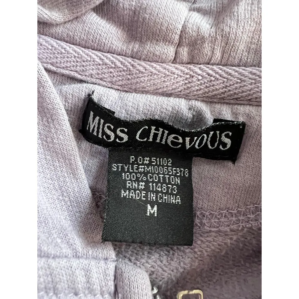 Y2K whimsigoth celestial cosmic purple zip up sweatshirt hoodie rhinestones - Image 6