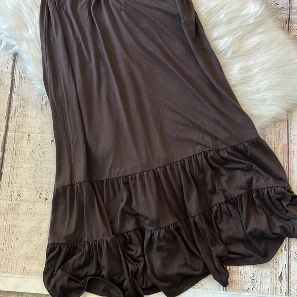 Women Long Flowing Maxi Brown Dress Size M - Image 2