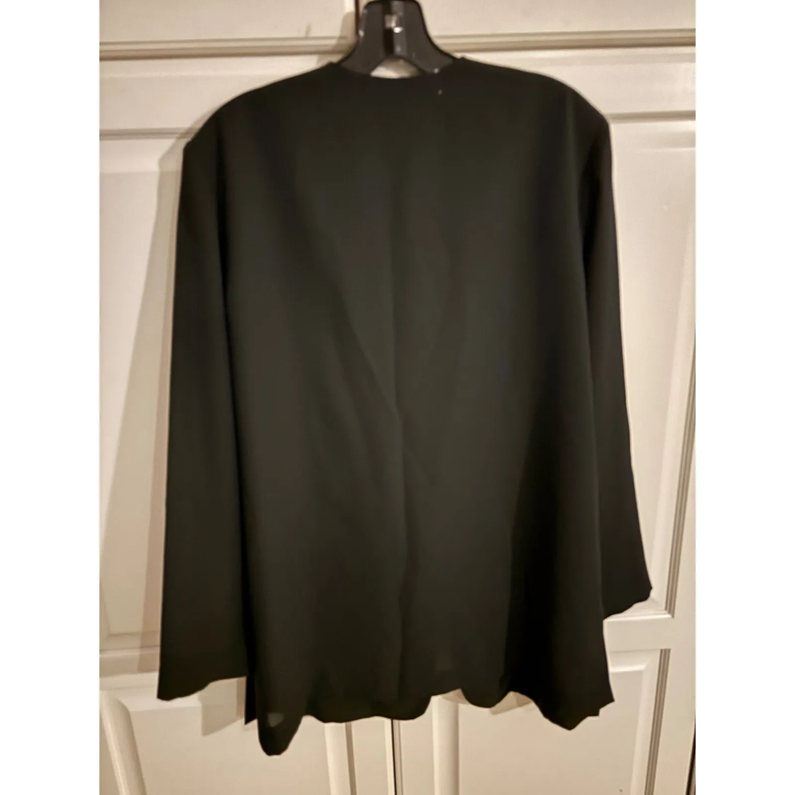 Liz Claiborne Petite Black Dressy Top Button Up Embellished Blouse‎ - Image 6