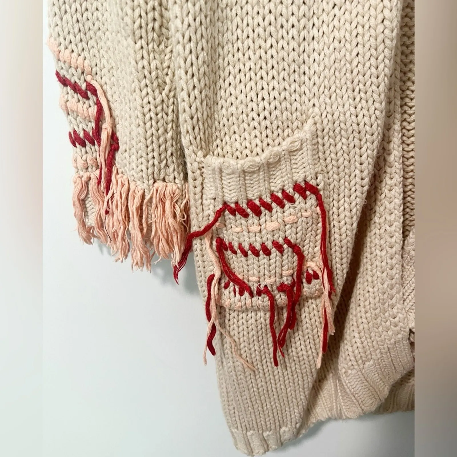 FOR LOVE & LEMONS KNITZ Denver Knit Cardigan in Peach and Rust size XS‎ - Image 4