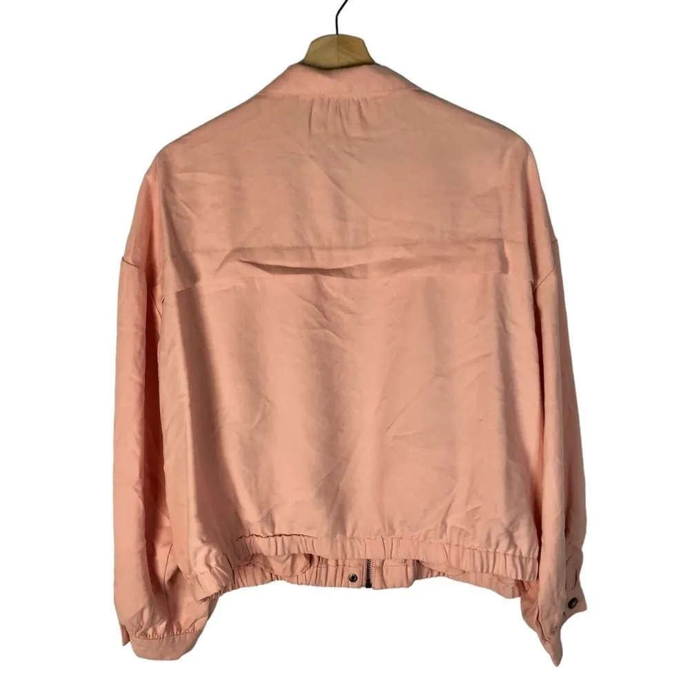 Nine West Draped Bomber Light Pink Full Zip Jacket XL - Image 3