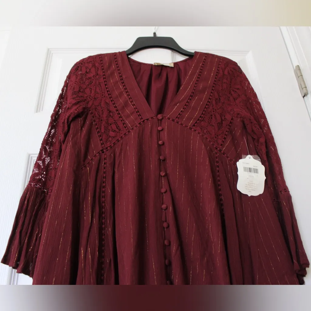 Altar'd State Burgundy Long Sleeve Dress - Image 6