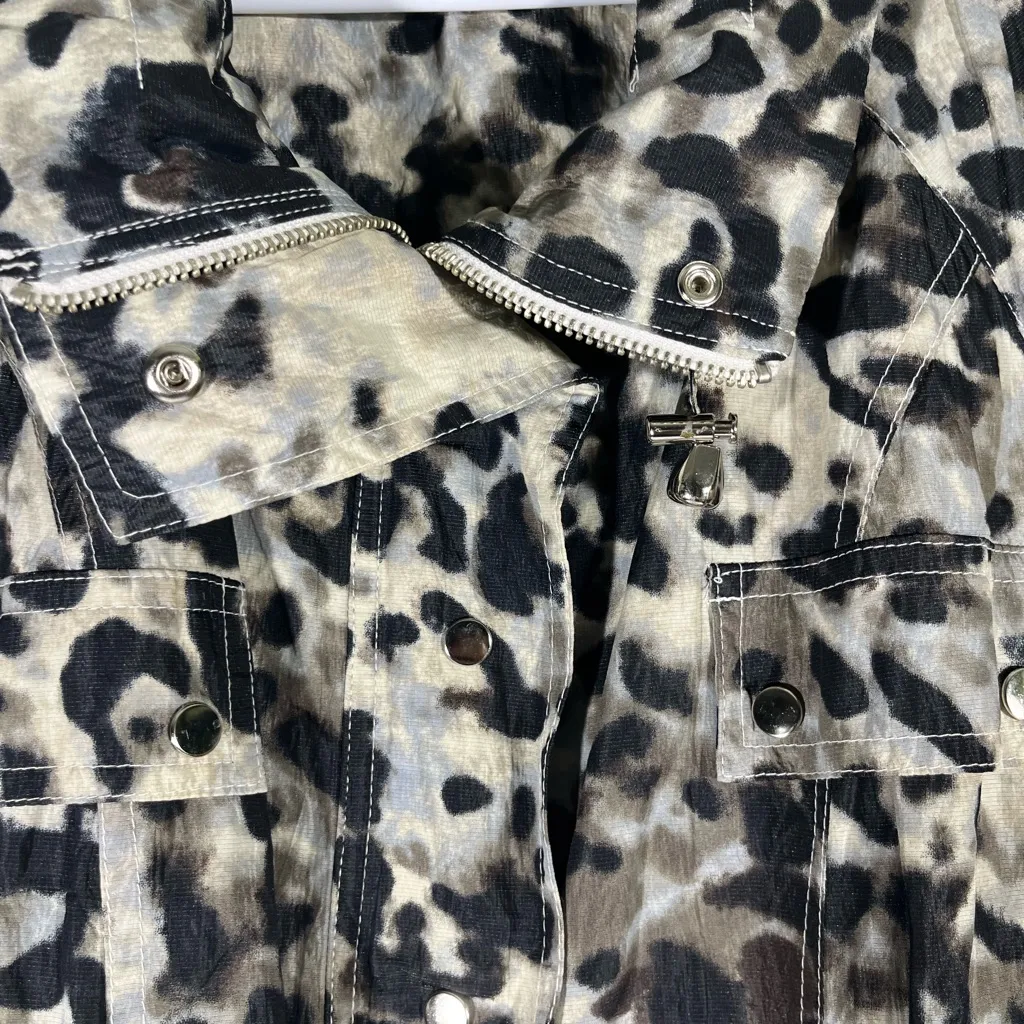 ALFANI Leopard Print Ladies Rain Jacket Elastic Waist Zip Snap‎ Close XL NEW - Image 6