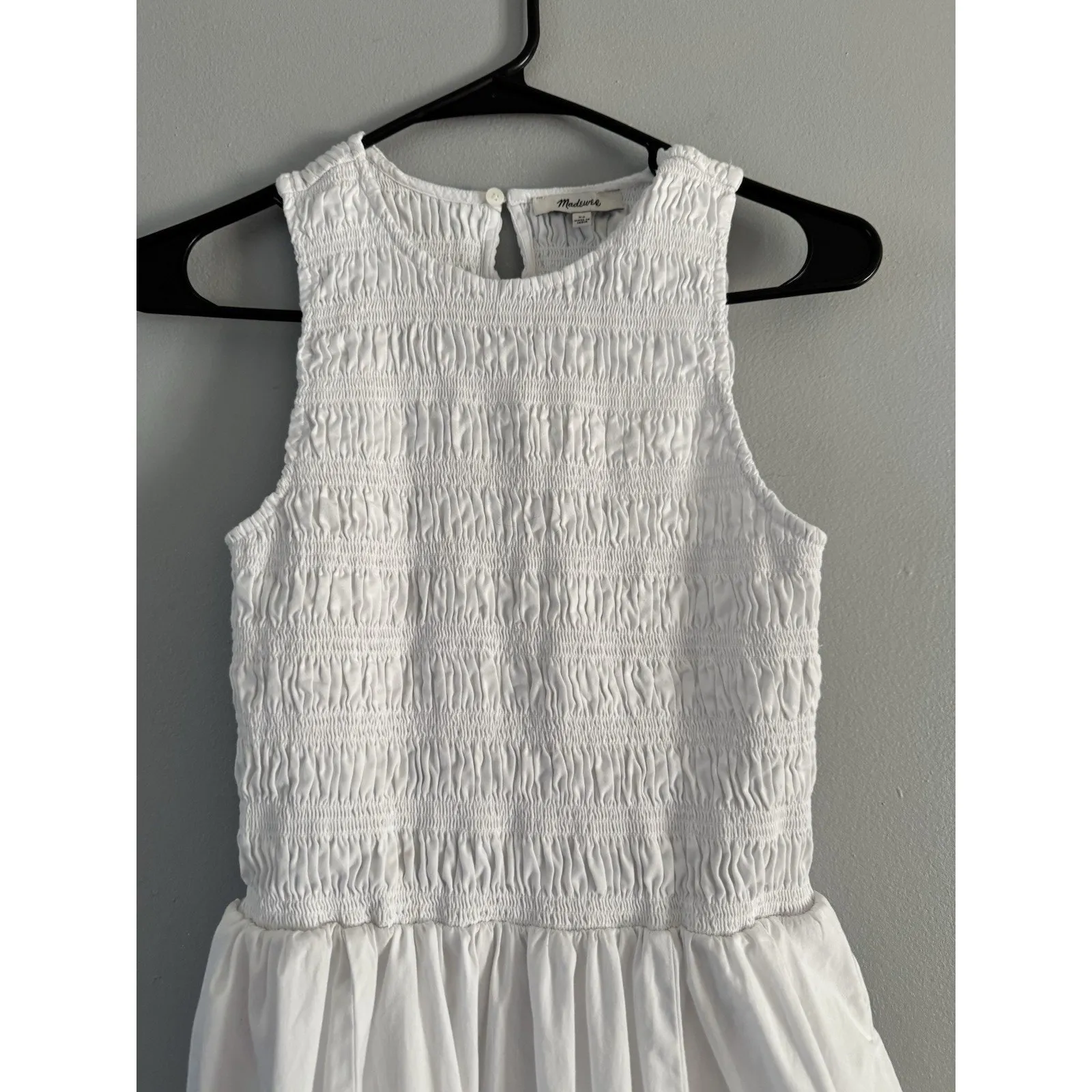 Madewell Melody Bubble Hem Smocked Midi Dress White Size XS - Image 6