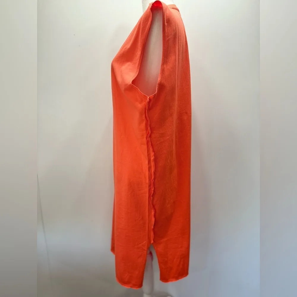 Melon Orange Sleeveless Loose Fit Cotton T-Shirt Dress Size Large - Image 10