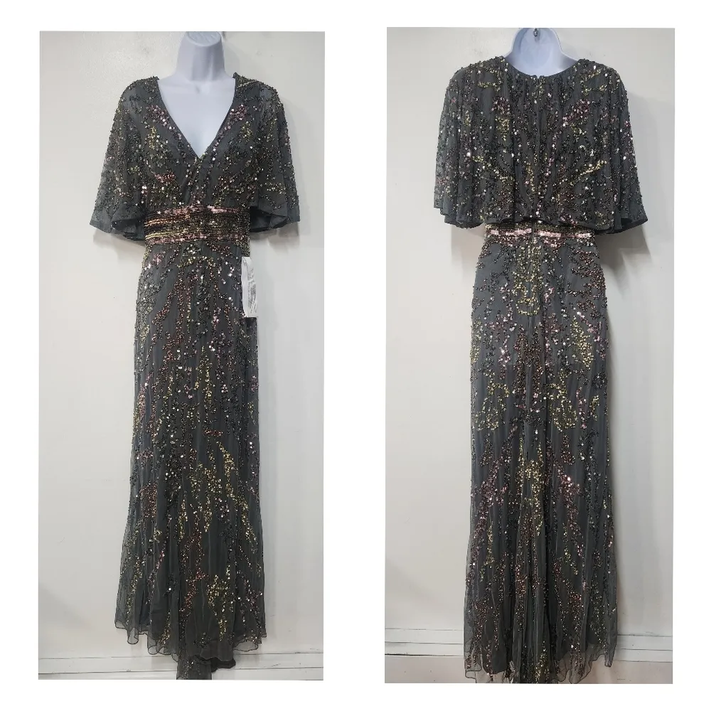 MAC DUGGAL CAPE SLEEVE EMBELLISHED EVENING GOWN Size 4 - Image 6