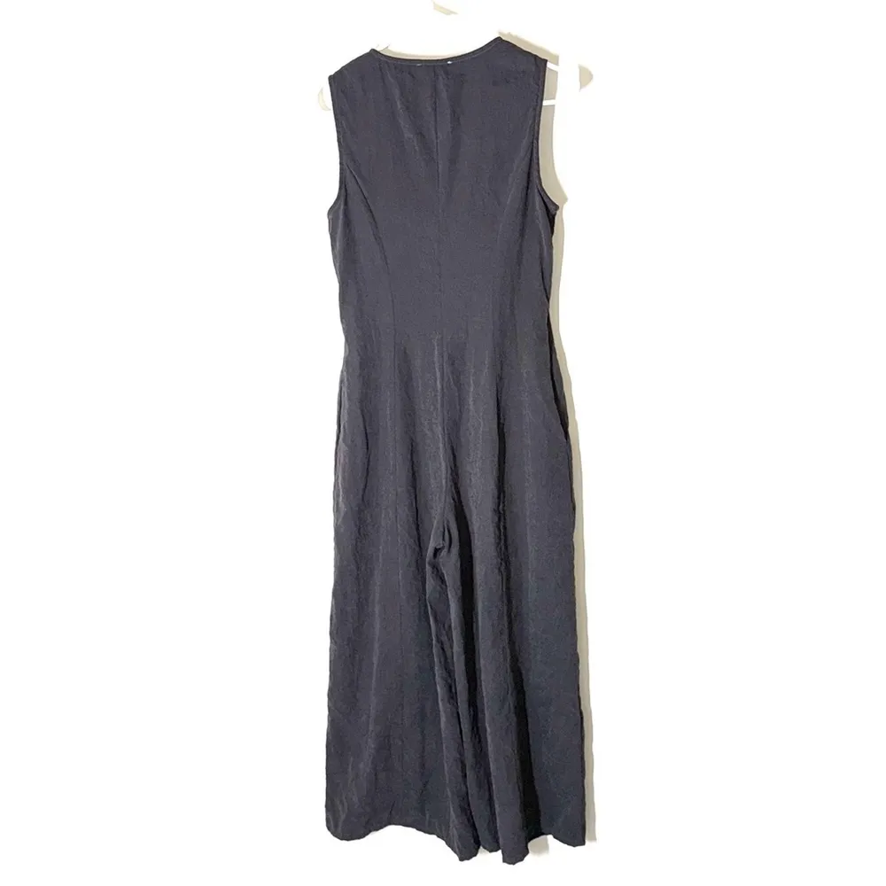 Charcoal Grey Button Front Sleeveless Jumpsuit Size Small - Image 5