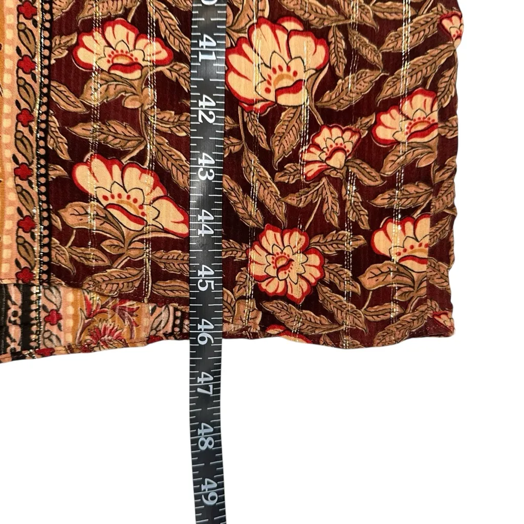 Zara Kaftan Paisley Floral Print Brown Midi Dress MEDIUM - Image 8